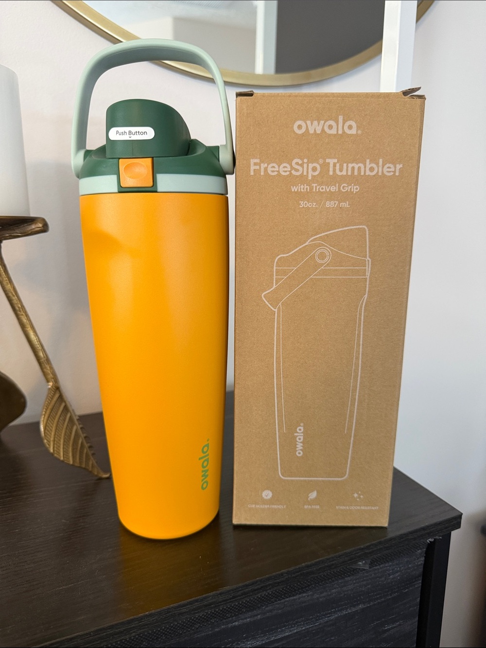 Owala FreeSip Tumbler with Travel Grip 30oz in Orange Grove NEW